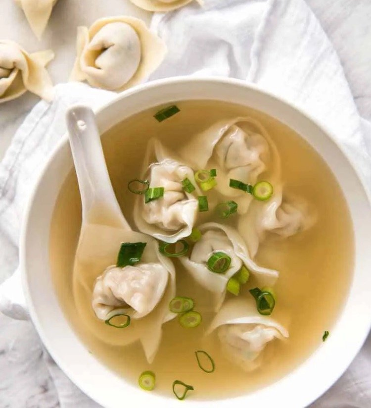 Wonton Soup at Wrap N Roll Saskatoon — warming Vietnamese soup with shrimp, chicken broth and vegetables